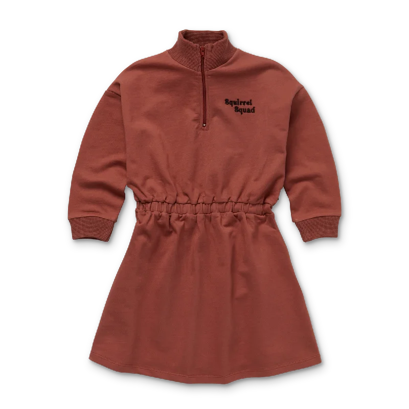Squirrel squad zip mock collar dress by Sproet & Sprout