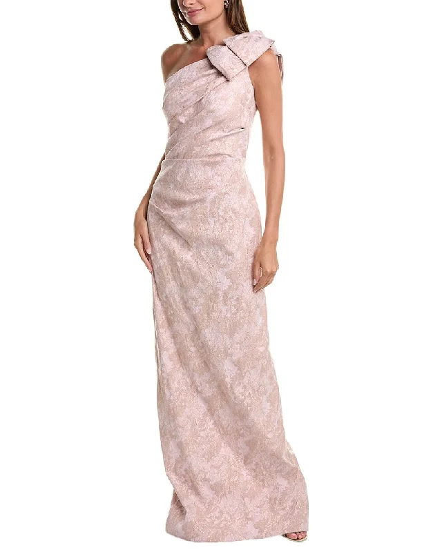 Teri Jon by Rickie Freeman Metallic Jacquard Gown