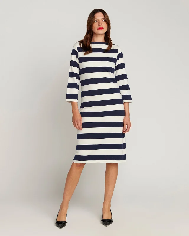 La Françoise Navy and Cream Stripe Dress