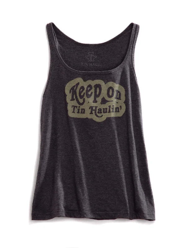 Tin Haul Womens Keep On Dark Grey 100% Cotton S/L Tank Top