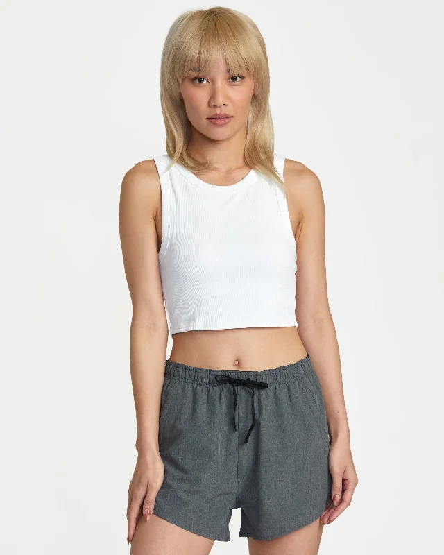 VA Cut Out Cropped Tank Top - Whisper White