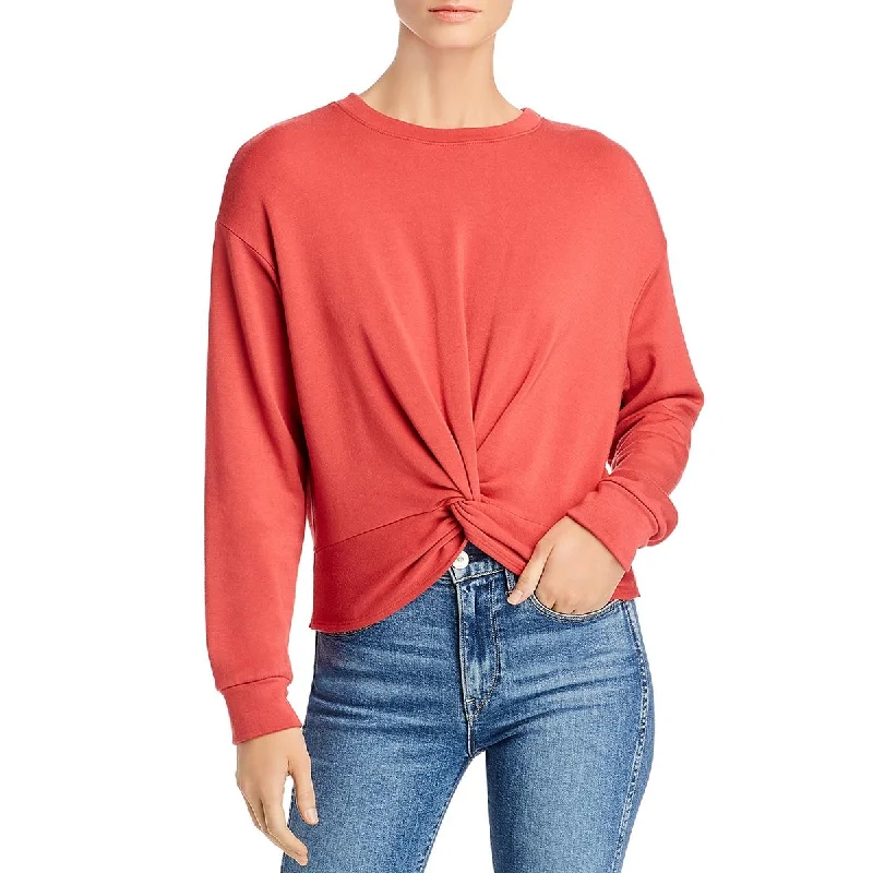 VELVET BY GRAHAM & SPENCER Womens Twist Front Cropped Sweatshirt