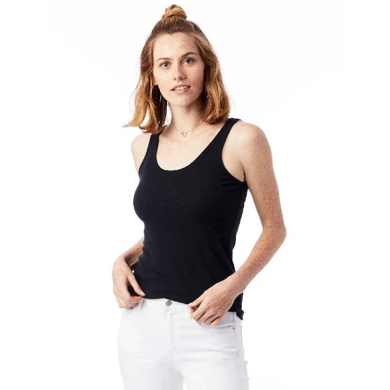 Zoe Slinky Rib Tank Top (Black)