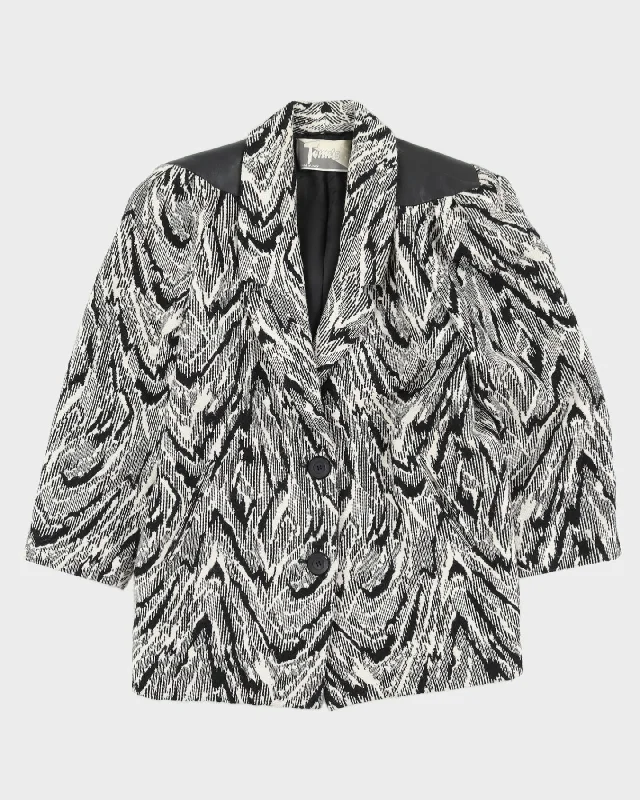 1990s Black And White Patterned Short Coat - L