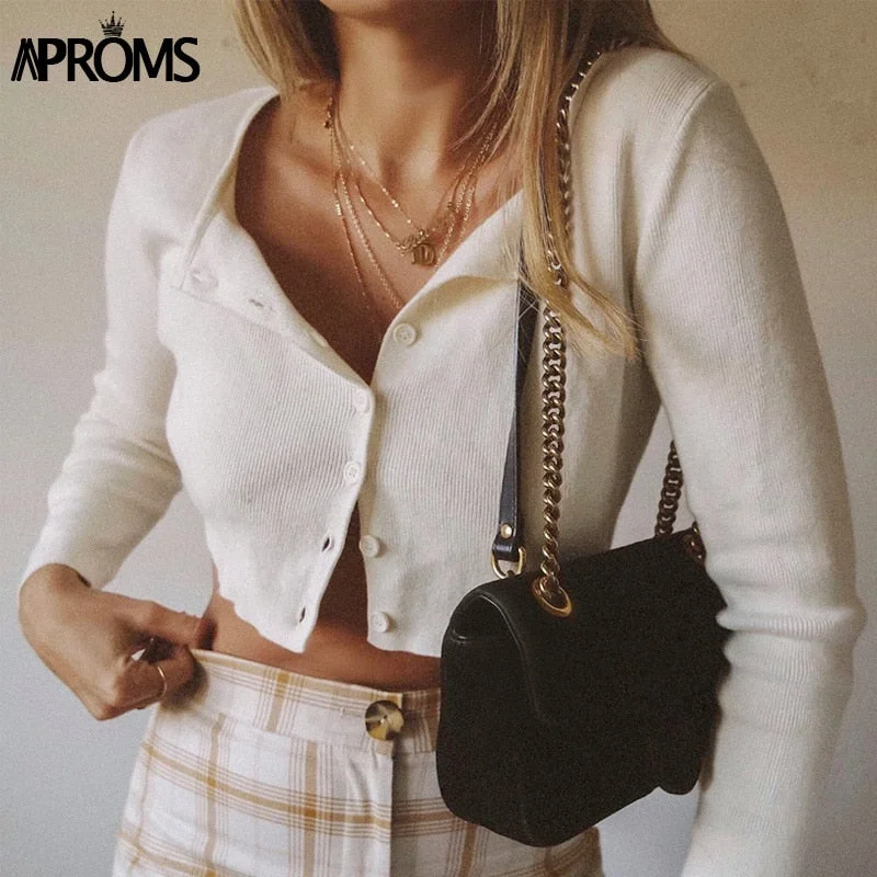 Aproms Candy Color Ribbed Knitted Cardigan Long Sleeve