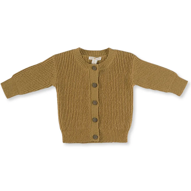 Grown Ribbed Slub Yarn Cardigan - Harvest Gold