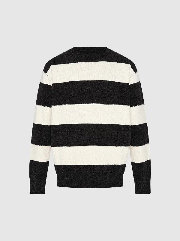 Striped Crew Neck Knitted Cardigans