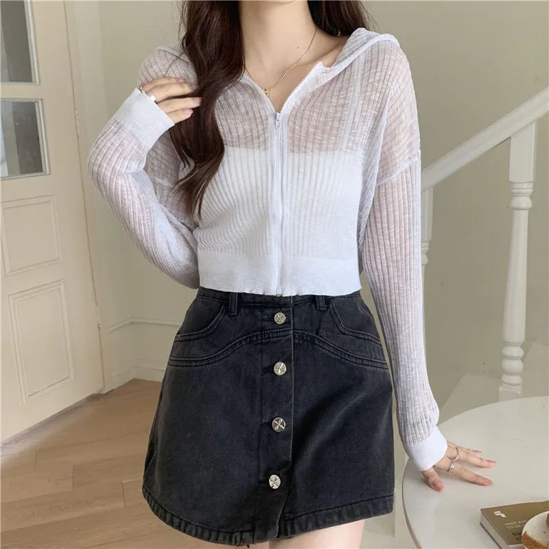 Summer Sun Protection Knit Zipper Cardigan Women’s