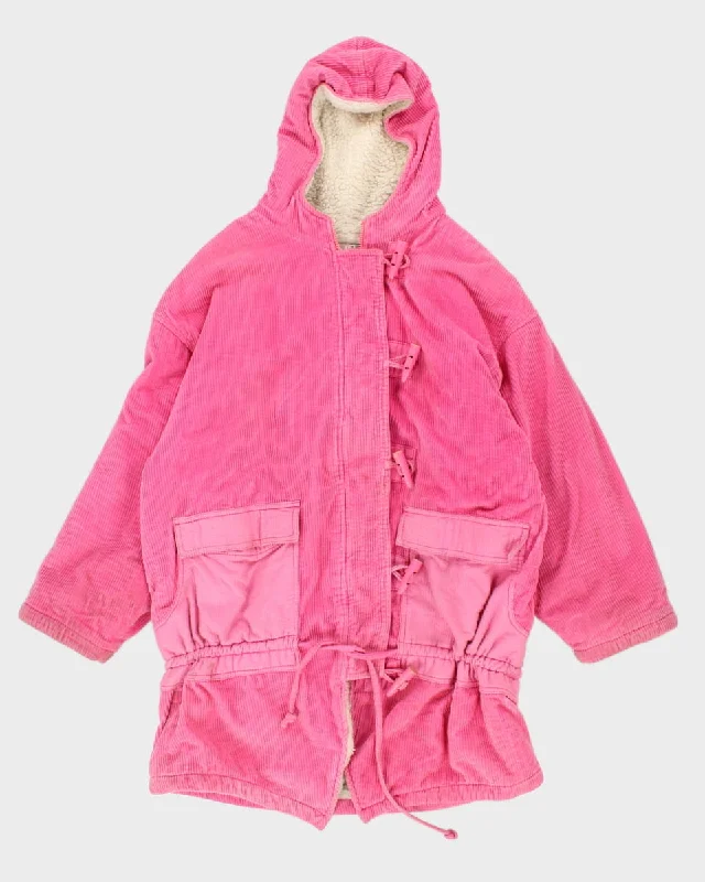 Vintage 80s Ispo By Alto Sportswear Pink Corduroy Duffel Coat - M