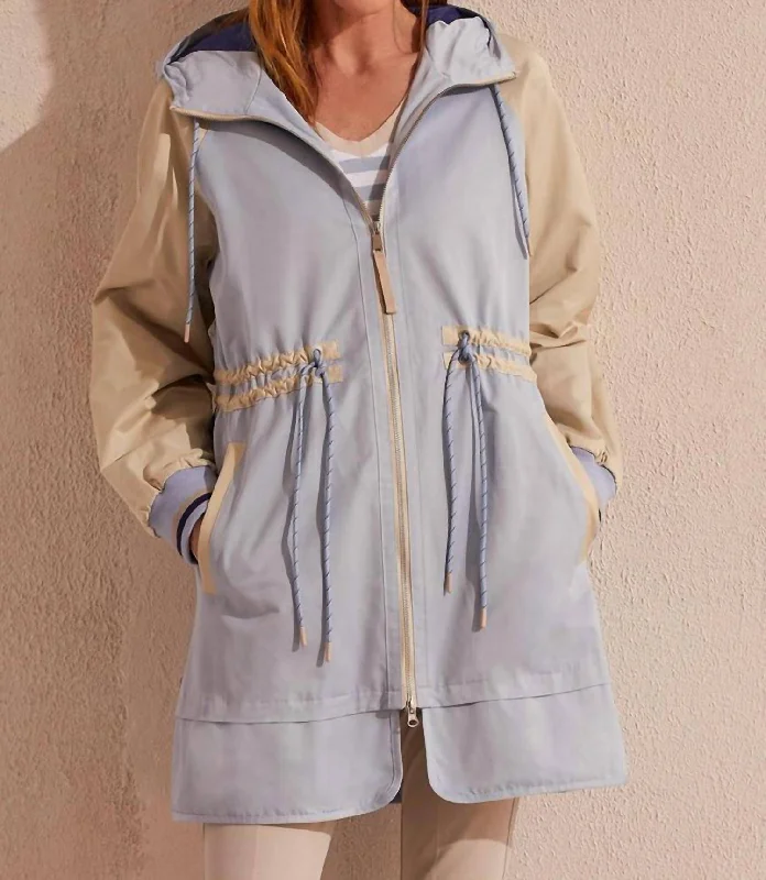 Lined Hooded Coat In Zenblue