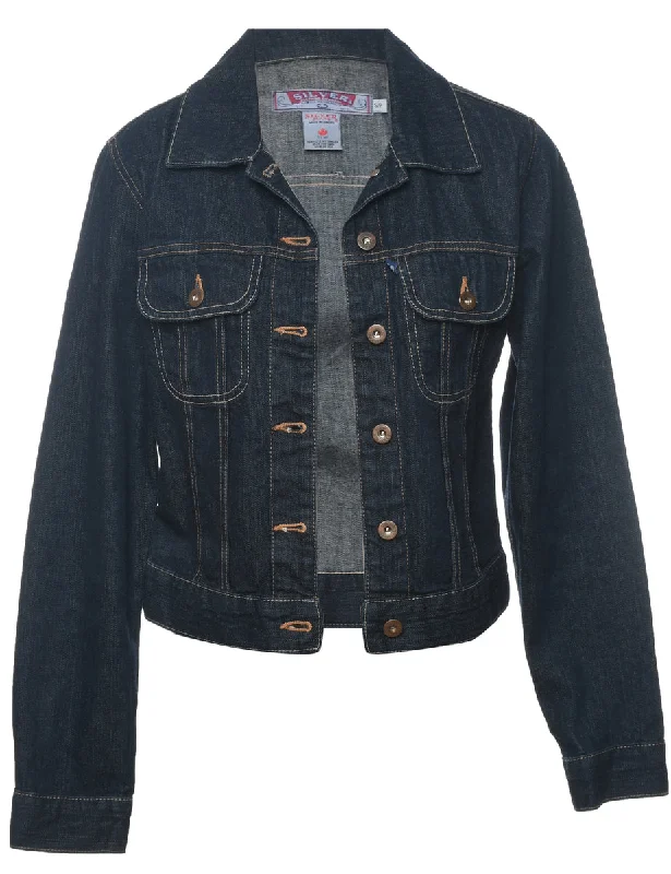 1990s Dark Wash Denim Jacket - S Knit Jacket Woven Jacket Fleece Jacket