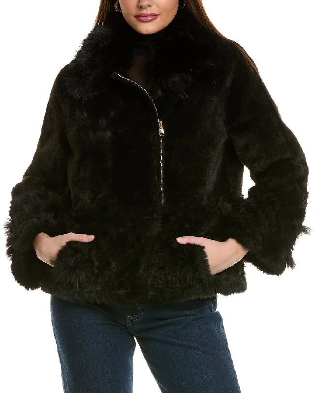Adrienne Landau Reversible Jacket Front Pockets Side Pockets Patch Pockets