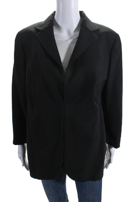 Akris Womens Long Sleeves Hook Closure Blazer Jacket Black Wool Zippered Jacket Buttoned Jacket Snapped Jacket