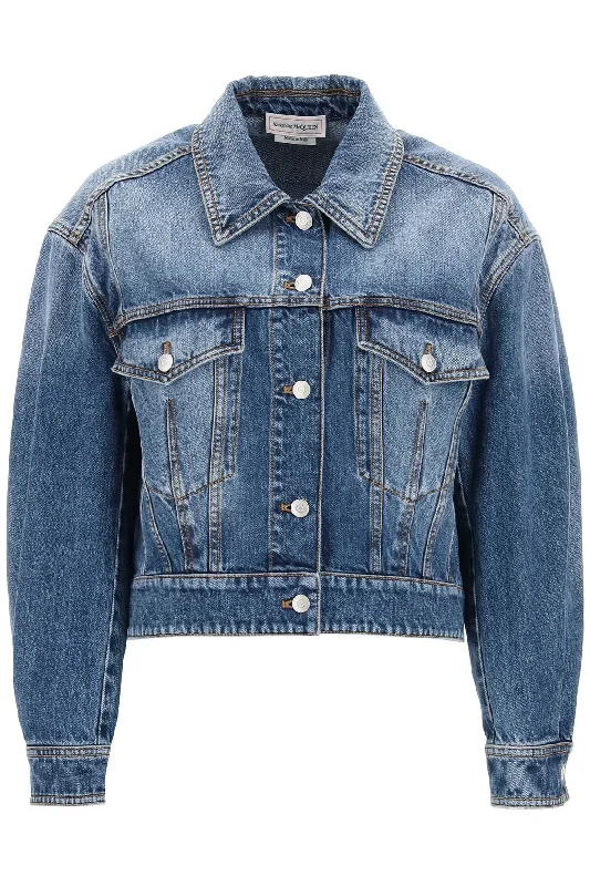 Alexander mcqueen denim cocoon jacket 775898 QMABJ WORN WASH Zippered Front Buttoned Front Snap Front Alexander mcqueen denim cocoon jacket 775898 QMABJ WORN WASH Zippered Front Buttoned Front Snap Front
