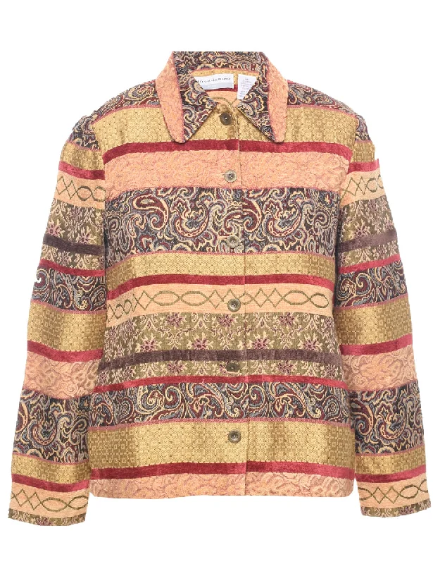 Alfred Dunner Tapestry Jacket - M Satin Jacket Silk Jacket Chiffon Jacket
