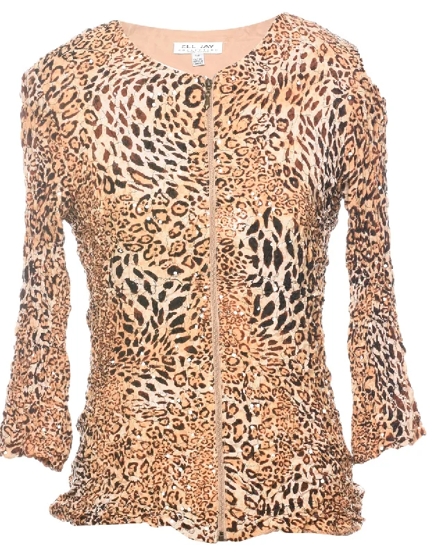 Animal Print Evening Jacket - S Ribbed Jacket Pleated Jacket Ruffled Jacket