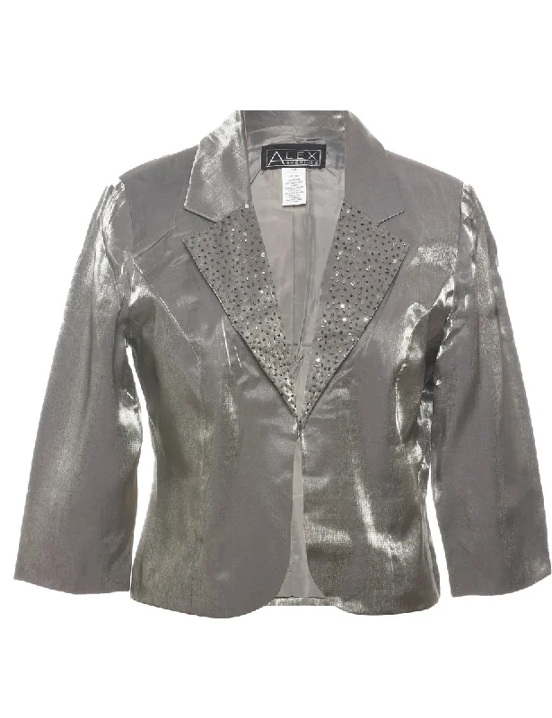 Beaded Evening Jacket - L Rayon Fabric Velvet Fabric Corduroy Fabric