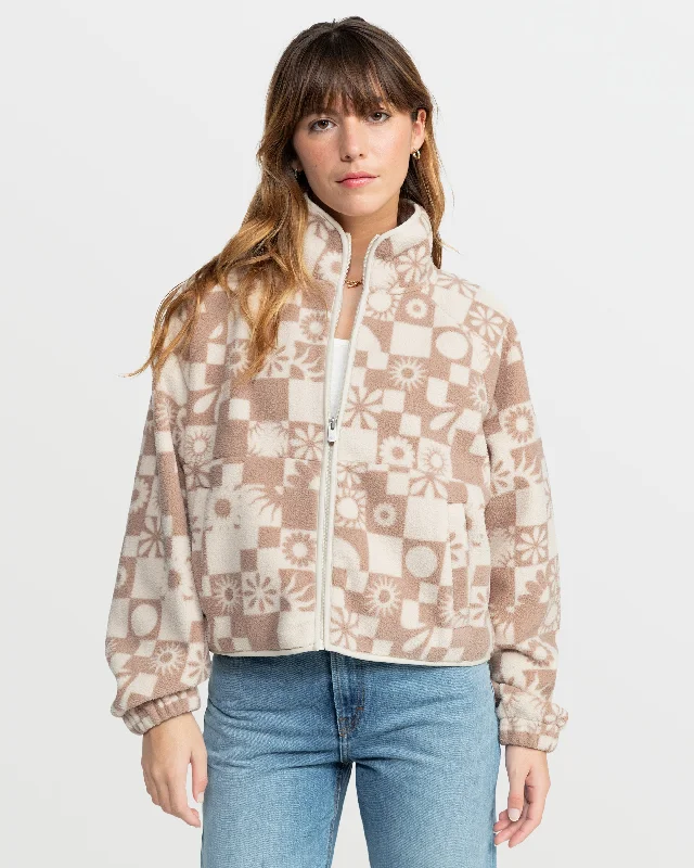 Blurry Cloud Fleece Jacket - Parchment Fitted Jacket Loose Jacket Oversized Jacket