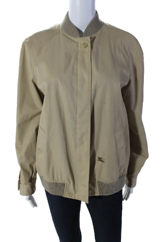 Burberrys Womens Khaki Full Zip Long Sleeve Bomber Jacket Chenille Fabric Brocade Fabric Lace Fabric Burberrys Womens Khaki Full Zip Long Sleeve Bomber Jacket Chenille Fabric Brocade Fabric Lace Fabric