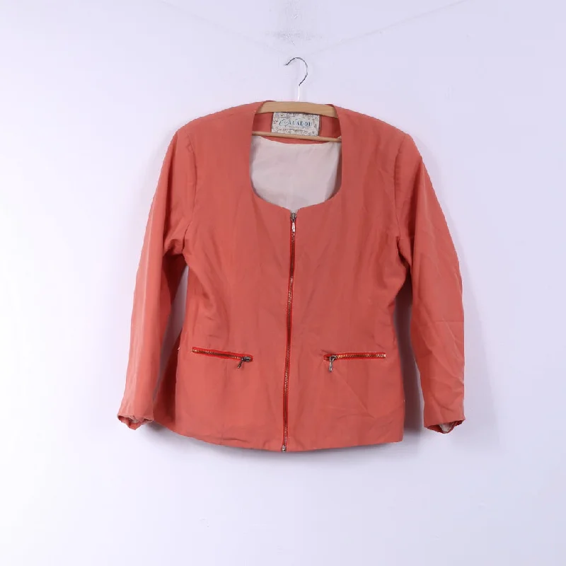 Cacadou A Reflection OF You Womens 40 L Blazer Peach Full Zipper Wool Jacket Top Jersey Jacket Tulle Jacket Batik Jacket Cacadou A Reflection OF You Womens 40 L Blazer Peach Full Zipper Wool Jacket Top Jersey Jacket Tulle Jacket Batik Jacket
