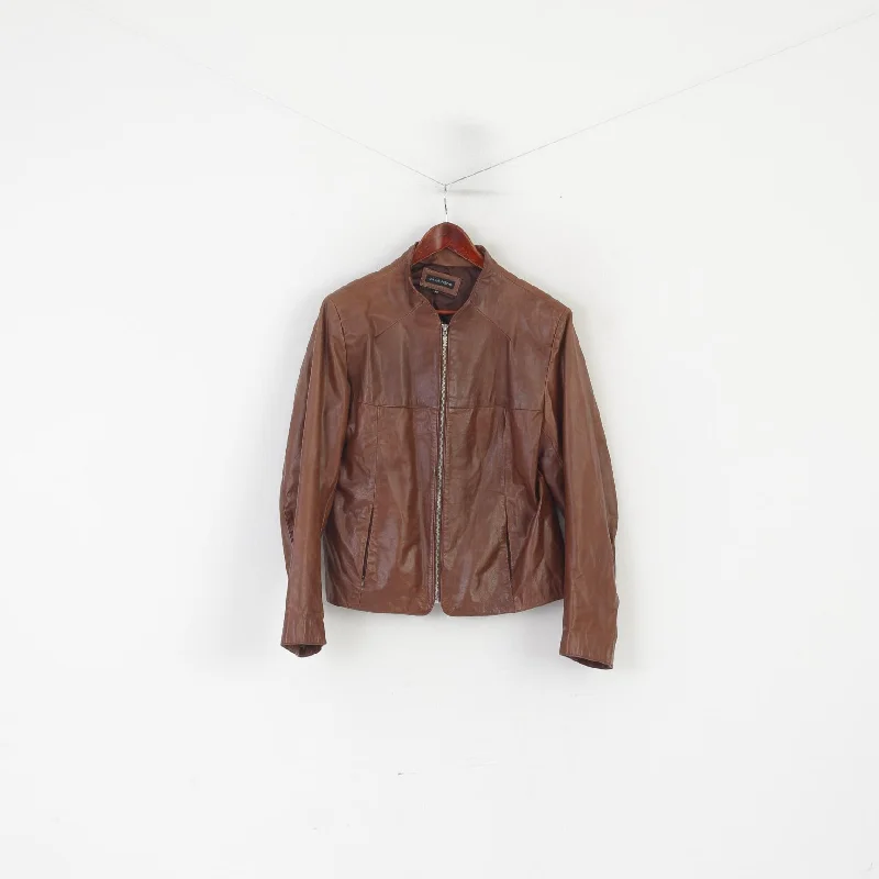 Carla Fasini Women 42 L Jacket Brown Leather Biker Full Zipper Vintage Top One-Shoulder Jacket Off-the-Shoulder Jacket Asymmetrical Jacket Carla Fasini Women 42 L Jacket Brown Leather Biker Full Zipper Vintage Top One-Shoulder Jacket Off-the-Shoulder Jacket Asymmetrical Jacket