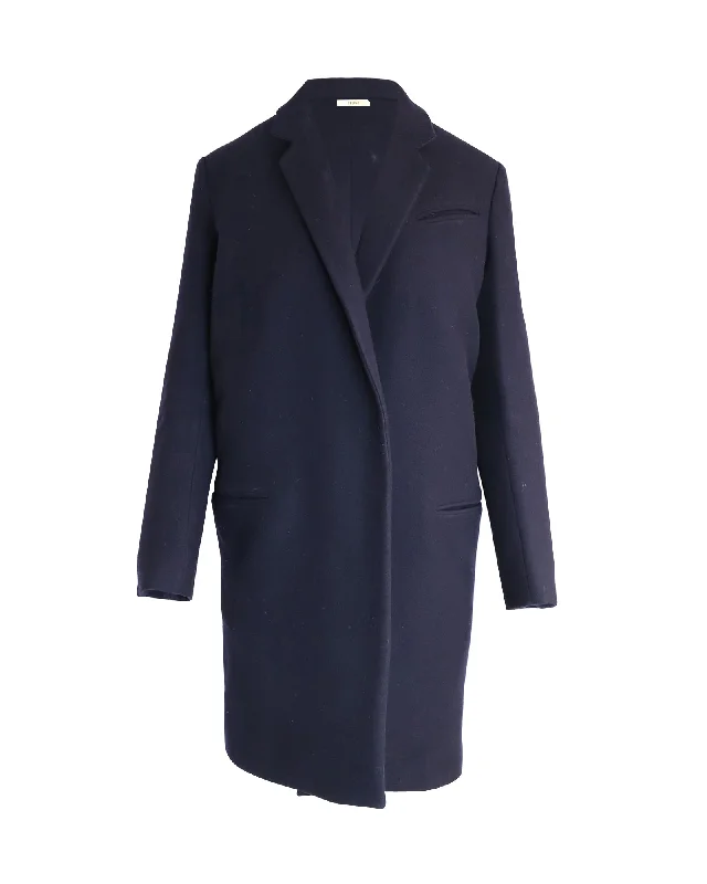 Celine Open-Front Coat in Navy Blue Wool