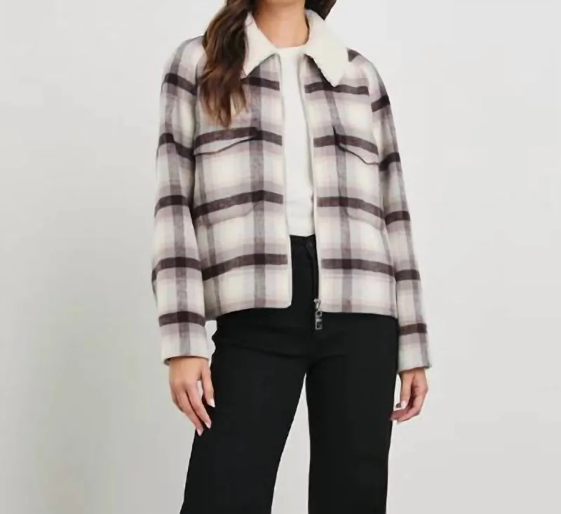 Cheyenne Jacket In Telluride Plaid Denim Fabric Leather Fabric Suede Fabric