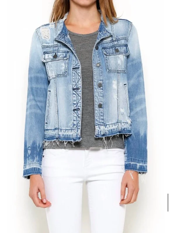 Colette Collarless Jacket In Light Denim Rayon Jacket Velvet Jacket Corduroy Jacket