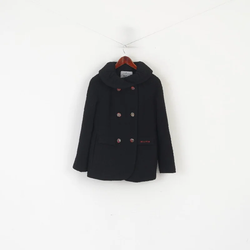 Moods Of Norway Women 36 S Jacket Black Wool Boho Floral Burrons Pea Coat Nylon Fabric Polyester Fabric Spandex Fabric Moods Of Norway Women 36 S Jacket Black Wool Boho Floral Burrons Pea Coat Nylon Fabric Polyester Fabric Spandex Fabric