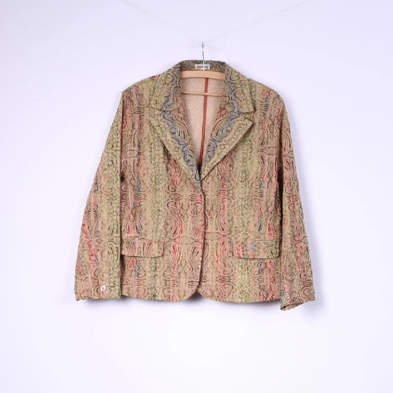 Corona Womens 46 XL Blazer Multicolor Barcco Vintage Shoulder Pads Jacket Cardigan Sweater Pullover Corona Womens 46 XL Blazer Multicolor Barcco Vintage Shoulder Pads Jacket Cardigan Sweater Pullover