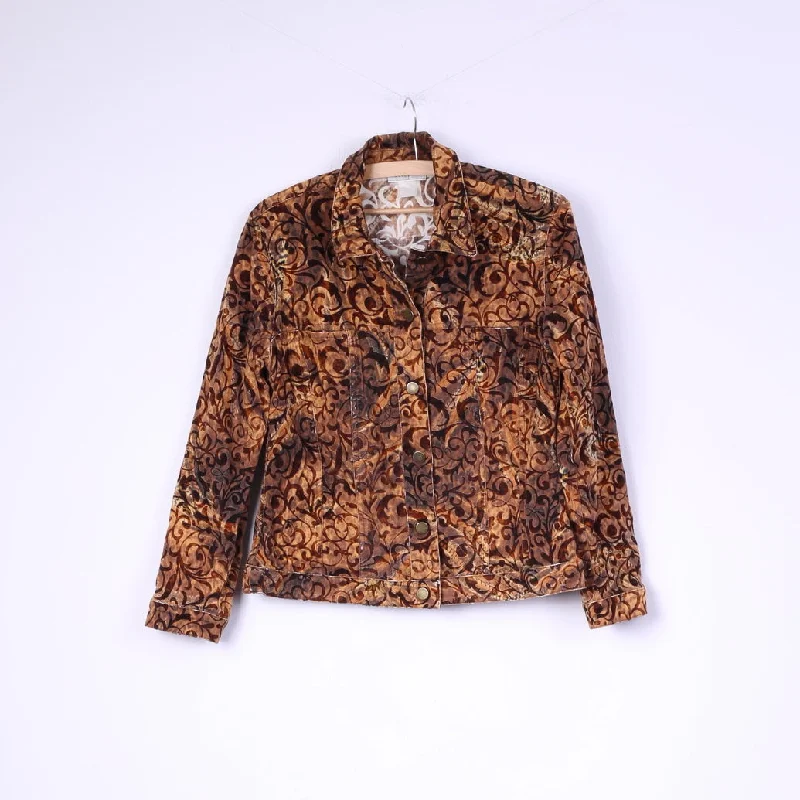 Collection Womens M Jacket Brown Cotton Barocco Stretch Buttoned Top Vintage Cotton Jacket Linen Jacket Terry Jacket Collection Womens M Jacket Brown Cotton Barocco Stretch Buttoned Top Vintage Cotton Jacket Linen Jacket Terry Jacket