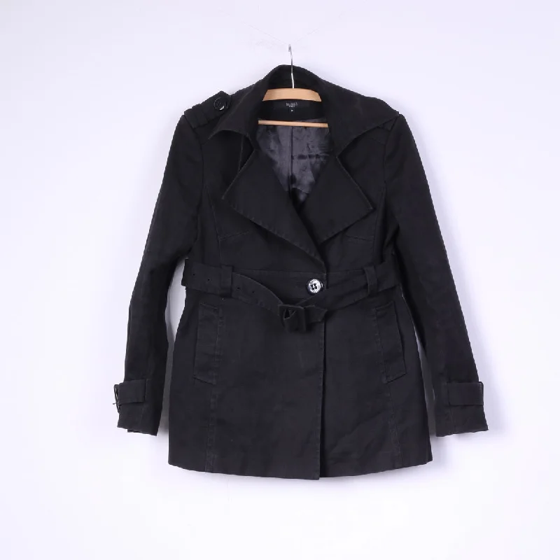 HALLHUBER trend Women 38 S Jacket Black Cotton Belt One Button Coat Casual Top Belted Jacket Elasticated Jacket Padded Jacket HALLHUBER trend Women 38 S Jacket Black Cotton Belt One Button Coat Casual Top Belted Jacket Elasticated Jacket Padded Jacket