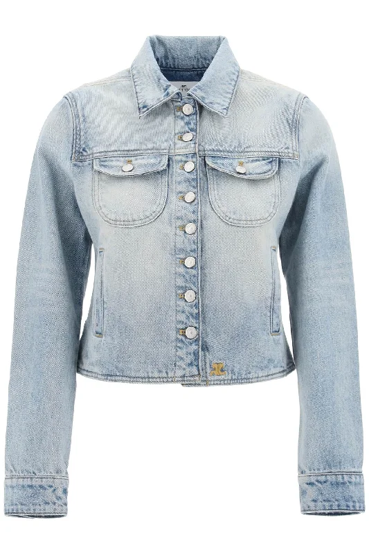 Courreges denim trucker jacket for 124DBL154DE0016 LIGHT BLUE WASH Lace Jacket Ribbed Jacket Sequined Jacket Courreges denim trucker jacket for 124DBL154DE0016 LIGHT BLUE WASH Lace Jacket Ribbed Jacket Sequined Jacket