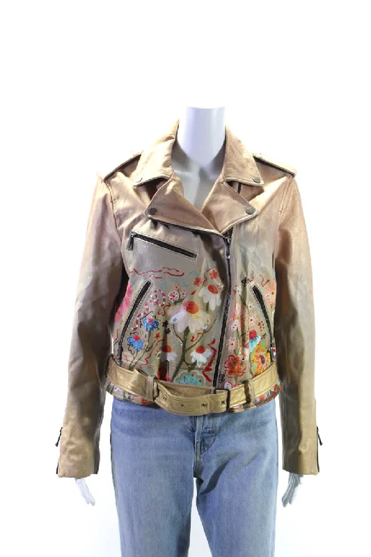 Designer Womens Metallic Hand Painted Customized Leather Jacket Gold Knit Jacket Woven Jacket Fleece Jacket Designer Womens Metallic Hand Painted Customized Leather Jacket Gold Knit Jacket Woven Jacket Fleece Jacket