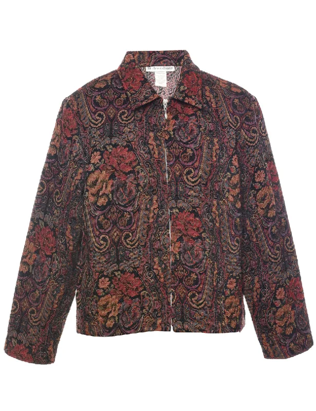 Dress Barn Tapestry Jacket - L Knit Jacket Woven Jacket Fleece Jacket