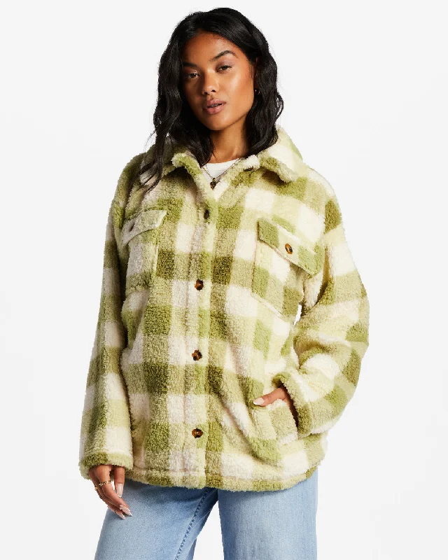 Fairbanks Button-Up Teddy Bear Jacket - Green Eyes Elasticated Jacket Padded Jacket Insulated Jacket Fairbanks Button-Up Teddy Bear Jacket - Green Eyes Elasticated Jacket Padded Jacket Insulated Jacket