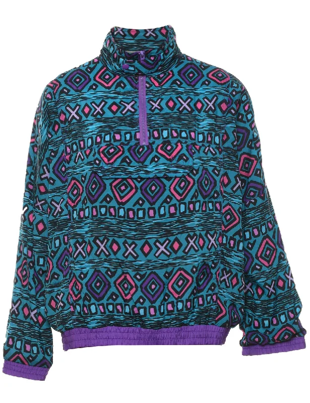 Geometric Pattern 1990s Multi-Colour Nylon Jacket - S Fitted Jacket Loose Jacket Oversized Jacket Geometric Pattern 1990s Multi-Colour Nylon Jacket - S Fitted Jacket Loose Jacket Oversized Jacket