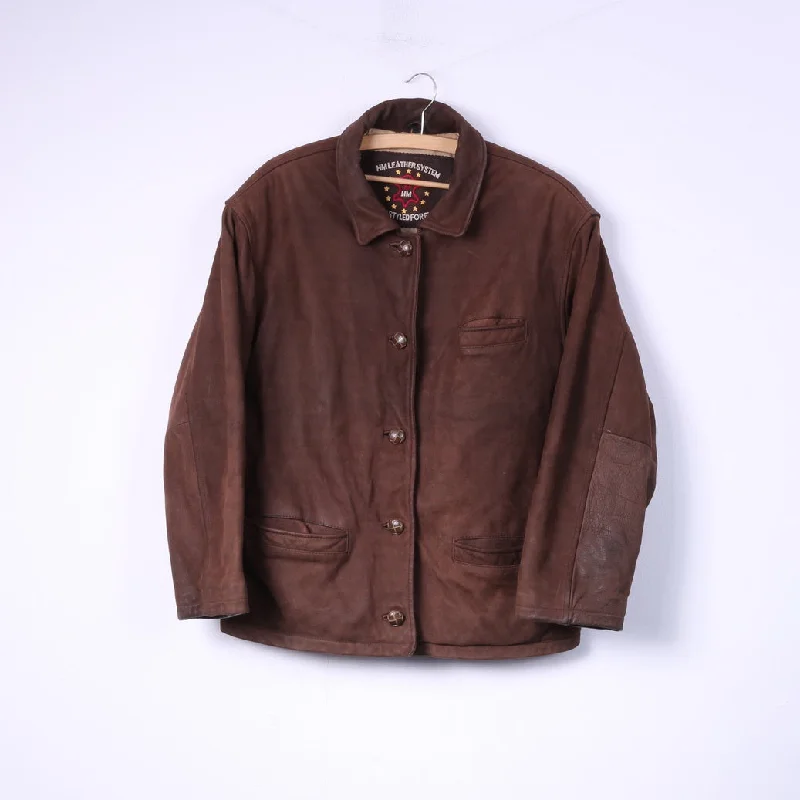 HM Leather System Fashion Styled For Europe Women L Leather Jacket Brown Full Zipper Biker Top Wool Jacket Cashmere Jacket Tweed Jacket HM Leather System Fashion Styled For Europe Women L Leather Jacket Brown Full Zipper Biker Top Wool Jacket Cashmere Jacket Tweed Jacket