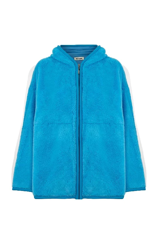 Hooded Faux Fur Jacket Hoodie Zip-Up Jacket Button-Up Jacket