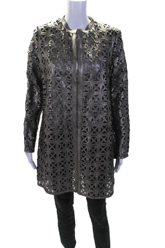 In Transit 2 Womens Bronze Leather Mesh Crew Neck Long Sleeve Jacket Snapped Jacket Toggled Jacket Drawstring Jacket In Transit 2 Womens Bronze Leather Mesh Crew Neck Long Sleeve Jacket Snapped Jacket Toggled Jacket Drawstring Jacket