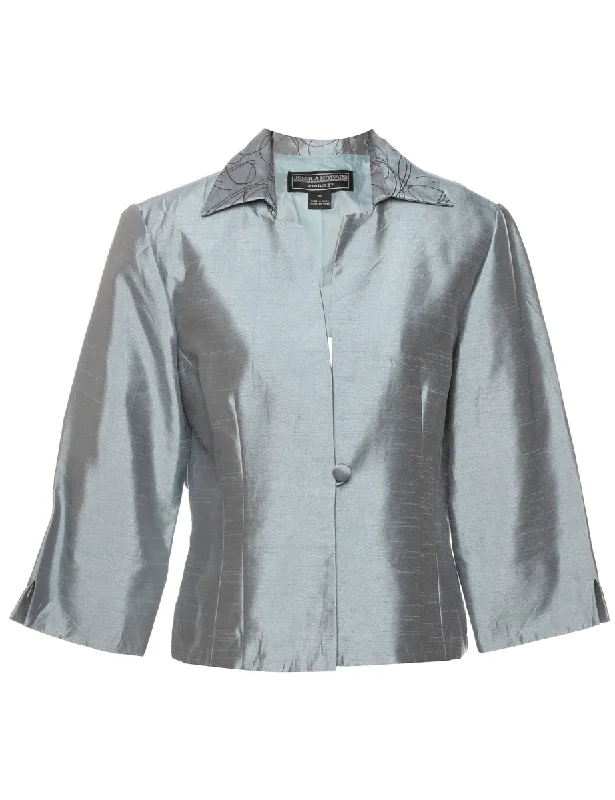 Jessica Howard Silver Metallic Evening Jacket - L Hooded Jacket Caped Jacket Shawl Collar Jacket Jessica Howard Silver Metallic Evening Jacket - L Hooded Jacket Caped Jacket Shawl Collar Jacket