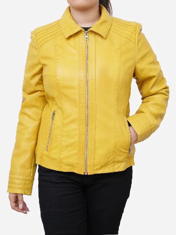 Miranda Fitted Style Yellow Motorbike Jacket Faux Fur Fabric Real Fur Fabric Shearling Fabric Miranda Fitted Style Yellow Motorbike Jacket Faux Fur Fabric Real Fur Fabric Shearling Fabric