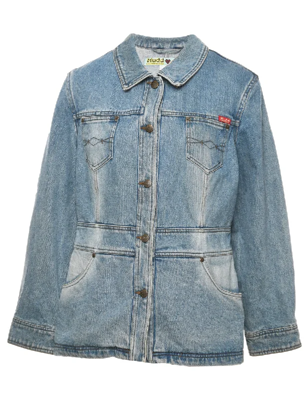 Mudd Stone Wash 1990s Denim Jacket - L Satin Jacket Silk Jacket Chiffon Jacket