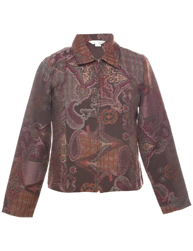 Paisley Pattern Tapestry Jacket - S Hooded Jacket Caped Jacket Shawl Collar Jacket