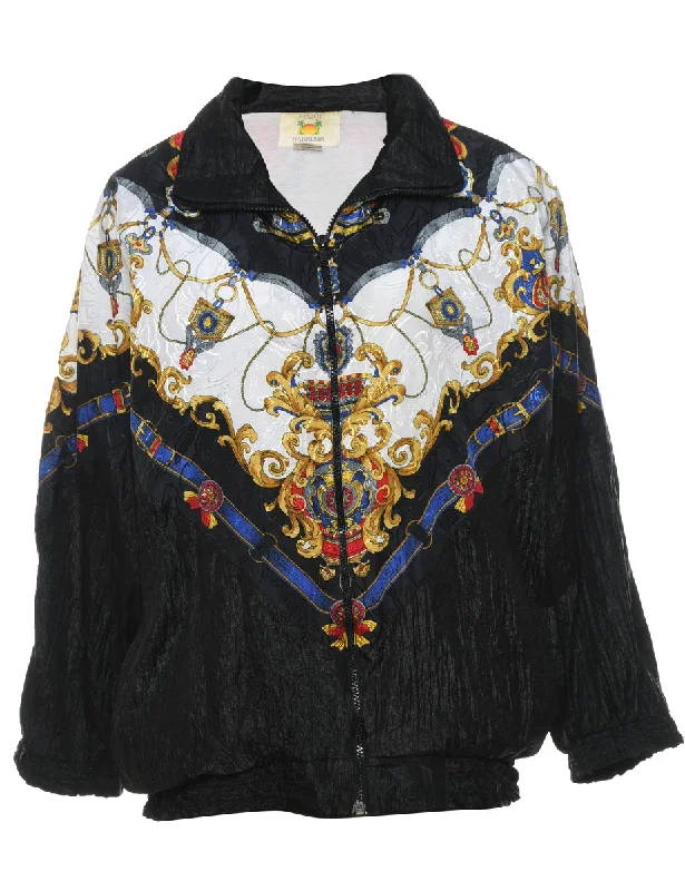 Patterned Zip-Front Multi-Colour Nylon Jacket - S Hooded Jacket Caped Jacket Shawl Collar Jacket Patterned Zip-Front Multi-Colour Nylon Jacket - S Hooded Jacket Caped Jacket Shawl Collar Jacket