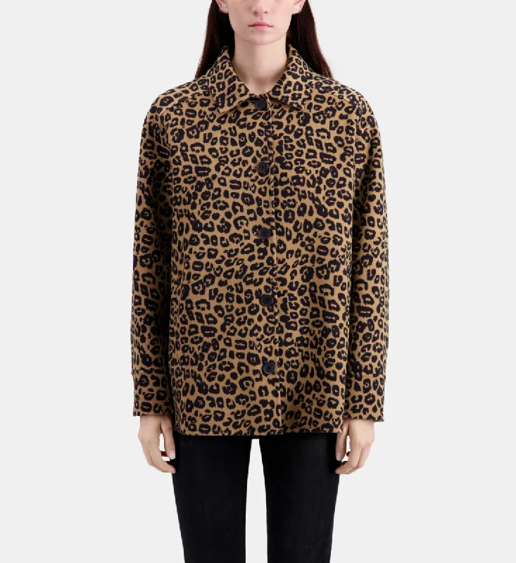Printed Overshirt Jacket In Wool Blend Denim Jacket Leather Jacket Suede Jacket