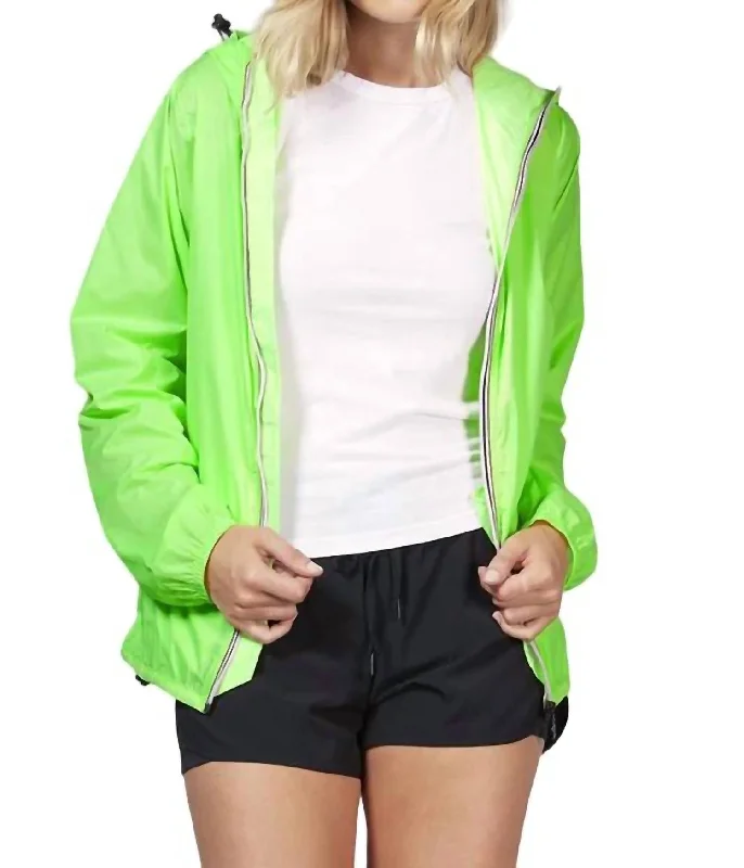 Rain Jacket In Neon Green Belted Jacket Elasticated Jacket Padded Jacket