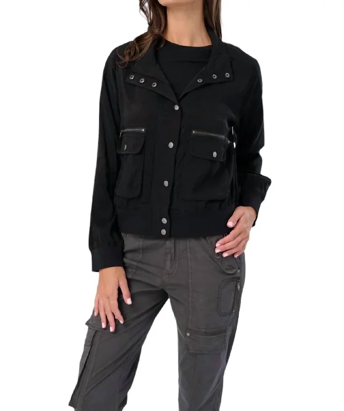 Samaria Stretch Cupro Jacket In Black Mesh Jacket Canvas Jacket Denim Jacket