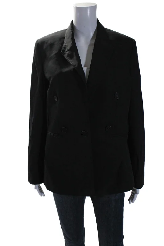 Stella McCartney Women's Long Sleeves Double Breasted Line Jacket Black Tailored Jacket Straight Jacket A-Line Jacket Stella McCartney Women's Long Sleeves Double Breasted Line Jacket Black Tailored Jacket Straight Jacket A-Line Jacket