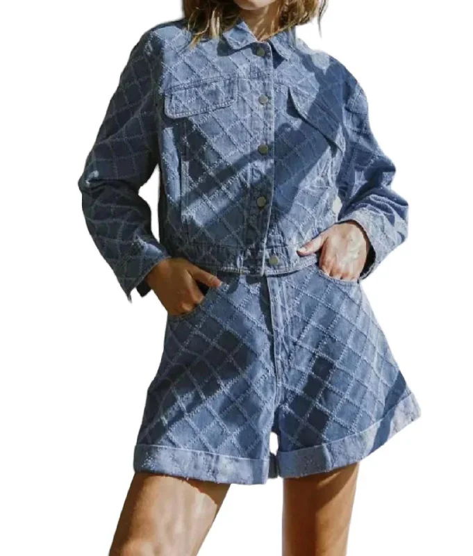 Textured Jacket In Denim Wool Jacket Cashmere Jacket Tweed Jacket